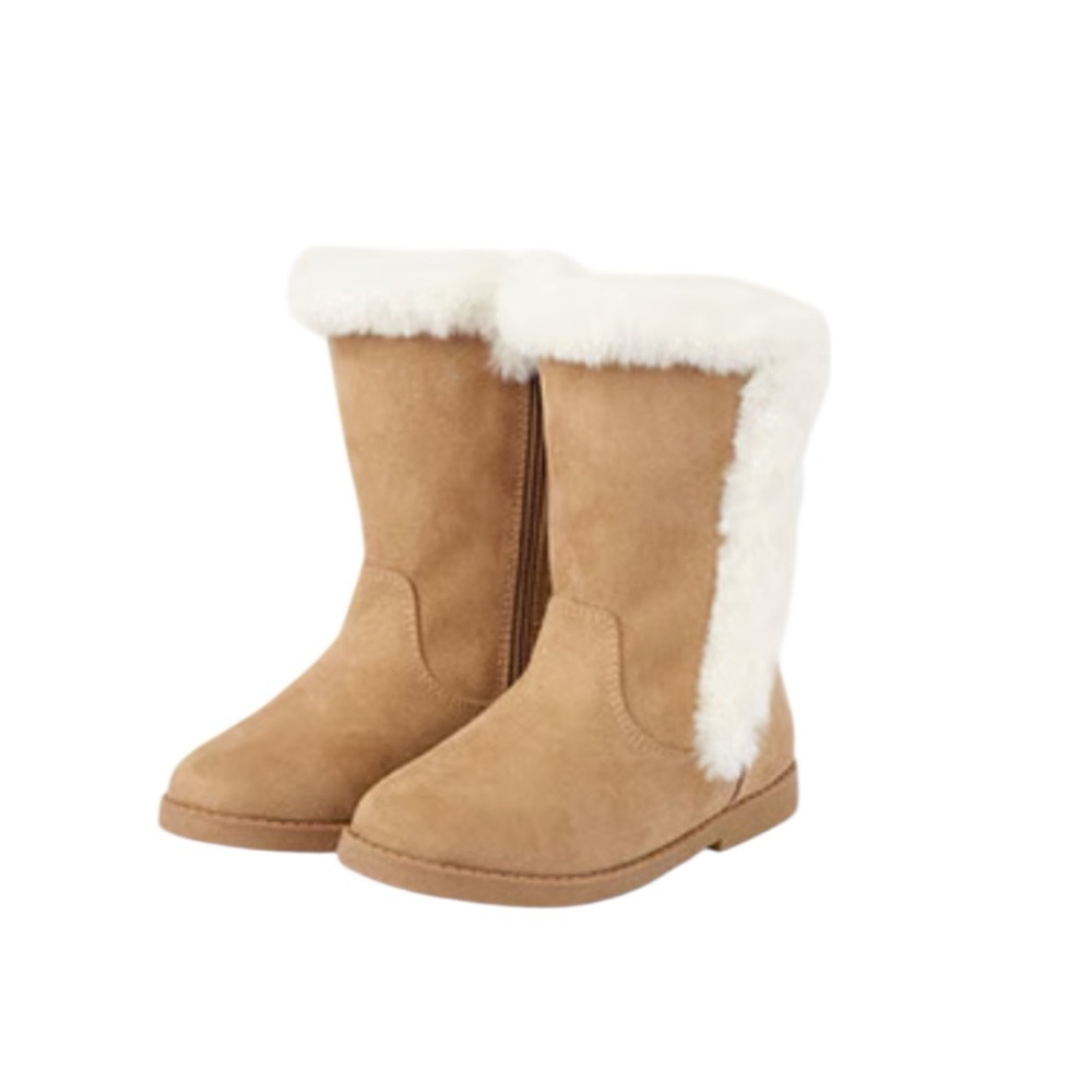 Gymboree Girls Tan Quilted Suede Boots with Faux Fur Sz 6 Toddler